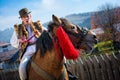 Romanian traditional costume in Bucovina county on celebration time Royalty Free Stock Photo