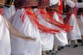 Romanian traditional dance with specific costumes Royalty Free Stock Photo