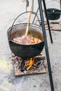 Romanian traditional food prepared at the cauldron Royalty Free Stock Photo