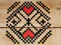 Romanian traditional pattern hand painted on wood Royalty Free Stock Photo