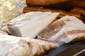 Romanian traditional salty pork belly slanina Royalty Free Stock Photo