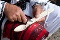 Romanian traditional wooden spoon making Royalty Free Stock Photo