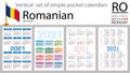 Romanian vertical pocket calendar for 2021