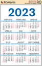 Romanian vertical pocket calendar for 2023. Week starts Sunday