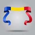 Romanian flag wavy ribbon background. Vector illustration.