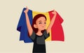 Romanian Woman Holding National Flag Vector Cartoon