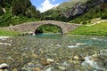 Romanic bridge of Bujaruelo in the region of AragÃÂ³n in Spain. Royalty Free Stock Photo