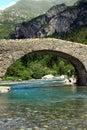 Romanic bridge of Bujaruelo in the region of AragÃÂ³n in Spain. Royalty Free Stock Photo