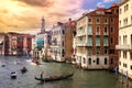 Romanic Venetian sunset over Grand canal Venice , Italy Royalty Free Stock Photo