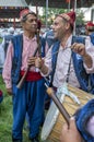 Romanlar musicians wait to perform at Edirne in Turkiye.