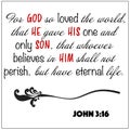 John 3:16 - White vector background of For God so loved the world that he gave his one and only son, not perish, eternal life for Royalty Free Stock Photo