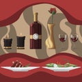 Set of vector illustrations of romantic dinner