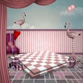 Romantic aand surreal pink background