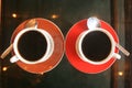 romantic and affectionate pair cups coffee Royalty Free Stock Photo