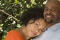 Romantic African American couple hugging outside. Royalty Free Stock Photo