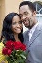 Romantic African American Couple With Roses Royalty Free Stock Photo