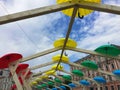 Romantic alley of colorful umbrellas