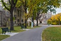 Romantic alley in the University of Saskatchewan Royalty Free Stock Photo
