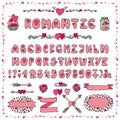 Romantic Alphabet.Heart Font,ABC Letters,decor