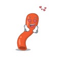 Romantic appendix cartoon character has a falling in love eyes