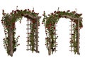 Romantic arbor with red roses