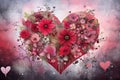 Romantic art collage with flowers and hearts Royalty Free Stock Photo