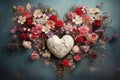 Romantic art collage with flowers and hearts Royalty Free Stock Photo