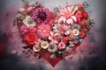 Romantic art collage with flowers and hearts Royalty Free Stock Photo