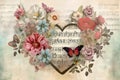 Romantic art collage with flowers and hearts Royalty Free Stock Photo