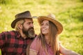 Romantic attraction. Sexy woman and bearded man enjoy romantic relationship. Romantic appeal. Sensual girl and hipster Royalty Free Stock Photo