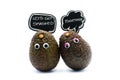 Romantic avocados couple with googly eyes Royalty Free Stock Photo