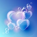 Romantic background with bubble hearts shapes on Royalty Free Stock Photo