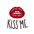 Romantic background, greeting card or gift card with text Kiss Me. Vector illustration EPS 10 Royalty Free Stock Photo