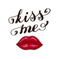 Romantic background, greeting card or gift card with text Kiss Me. Vector illustration EPS 10 Royalty Free Stock Photo