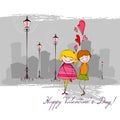 Romantic background with illustrated couple Royalty Free Stock Photo