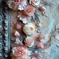 A romantic background of ruffled bows and flowers with a coquetry aesthetic combining playfulness and elegance