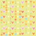 Romantic Background for Valentines Day With Love Heart Flowers Leaves Hexagons Circles Dots Royalty Free Stock Photo