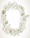 Romantic background with wild flower wreath Royalty Free Stock Photo