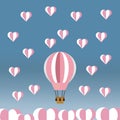 Romantic ballon with love clouds on blue background. Valentines day Royalty Free Stock Photo