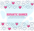 Romantic banner with hearts and place for text. Vector template