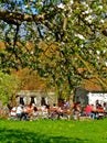 Romantic Bavarian Beer Garden in Spring Royalty Free Stock Photo