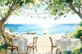 Romantic Beach Dining Experience Under the Summer Stars Royalty Free Stock Photo
