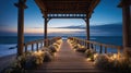 Romantic Beach Wedding Walkway at Sunset Royalty Free Stock Photo