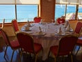 Romantic beach restaurant cafe with great sea view Orihuela Cost Royalty Free Stock Photo