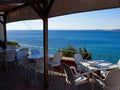 Romantic beach restaurant cafe with great sea view Orihuela Cost Royalty Free Stock Photo