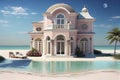 romantic beachfront villa with a private pool, ideal for enjoying the sun and sand