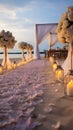 Romantic beachfront wedding ceremony white tent, flowers, candles, perfect for a honeymoon