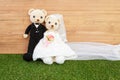 Romantic Bear on wedding Scene Royalty Free Stock Photo