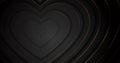 4k Abstract luxury black grey gradient golden hearts on black BG.