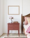 Romantic bedroom interior. Frame mockup. 3d render Royalty Free Stock Photo